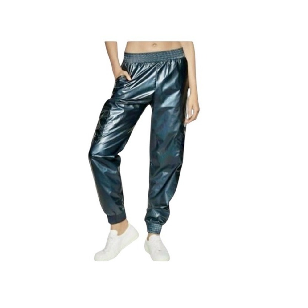 Victoria's Secret Sport Shiny Cargo Jogger Pants -Metallic Blue Foil S